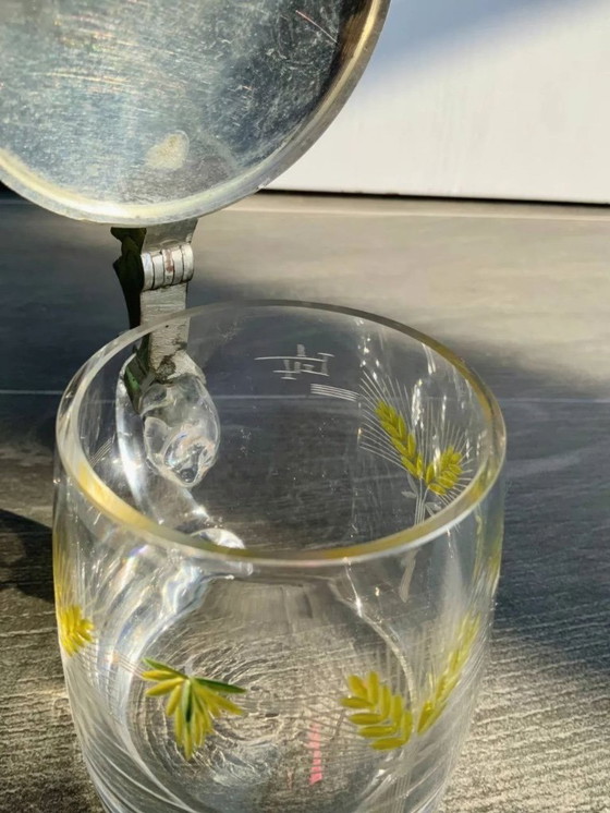 Image 1 of Boccale da birra antico con coperchio in peltro e smalto dipinto a mano (0,4 l)