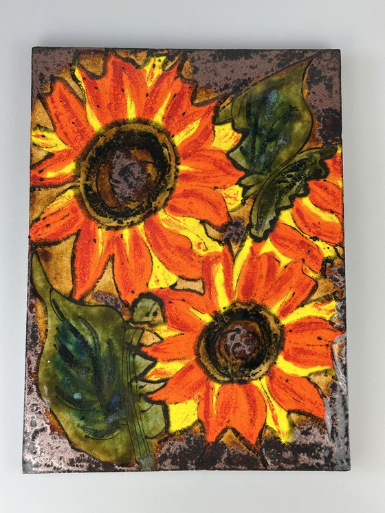 Image 1 of 60s 70s mural pared placa cerámica Ruscha pintado a mano número 769 diseño