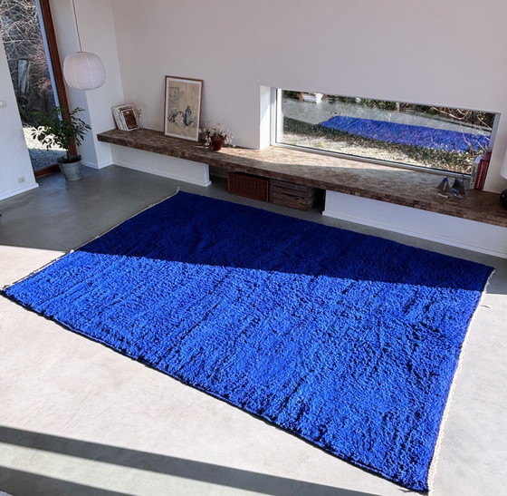 Image 1 of Handgewebter Berberteppich aus 100% Wolle Blau Klein