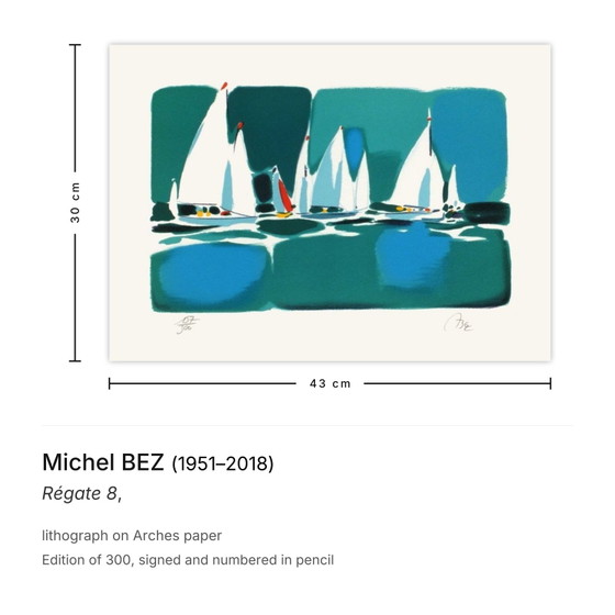 Image 1 of Michel BEZ Régate 8 Litografia firmata