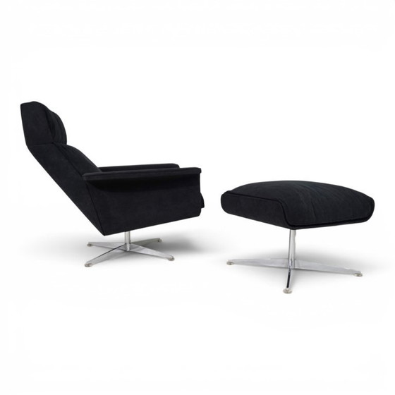 Image 1 of Sillón reclinable Kaufeld Siesta 62 con otomana, diseñado por Jacques Brule en 1960.