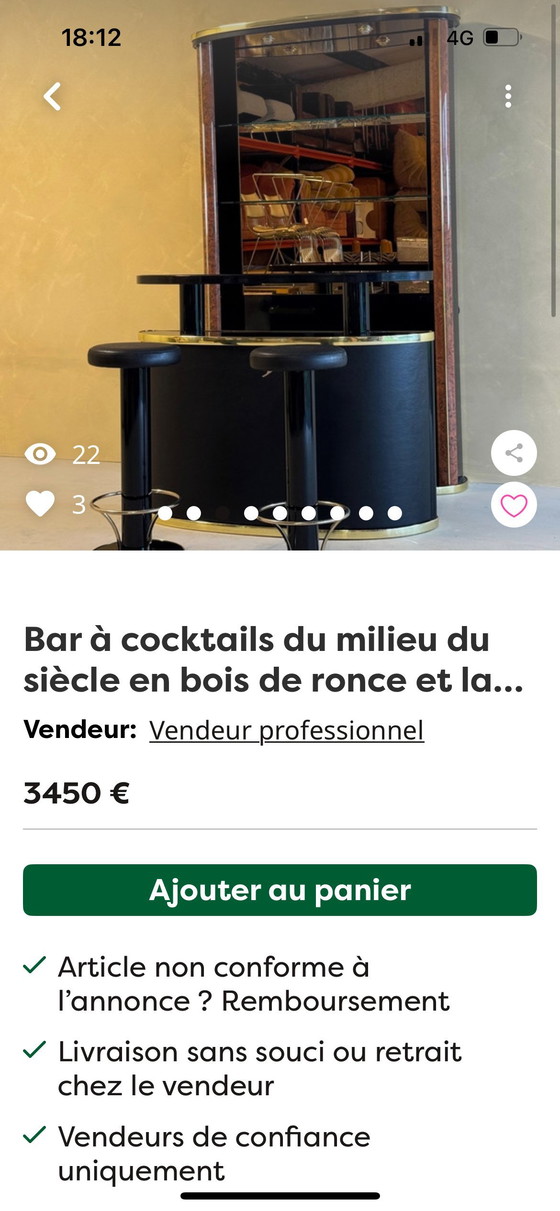 Image 1 of Conjunto de bar, taburetes y muebles de los años 80