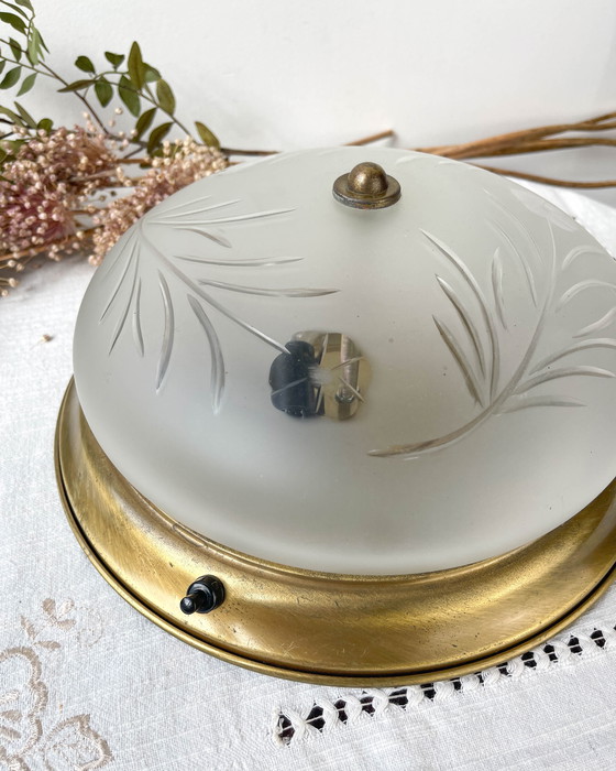 Image 1 of Vintage Globe Lamp in Art Deco Gesneden Glas