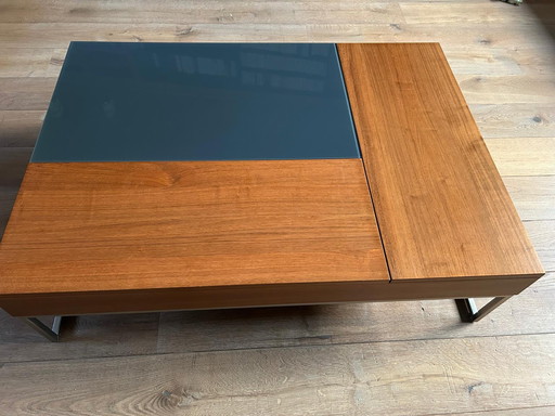 Coffee Table Walnut veneer/Glass Anthracite grey/Chrome - Bo Concept