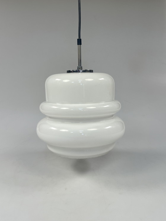 Image 1 of Vintage milk glass pendant lamp, Hustadt Leuchten 1970's