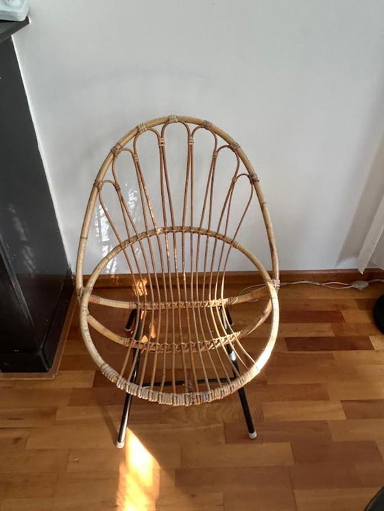 Image 1 of Sedia in rattan moderna di metà secolo di Rohé Noordwolde, anni '50