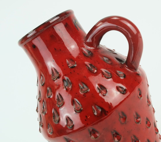 Image 1 of Italian Mid Century Vase Fratelli Fanciullacci Strawberry Sgraffito Decor 1960S 1970S