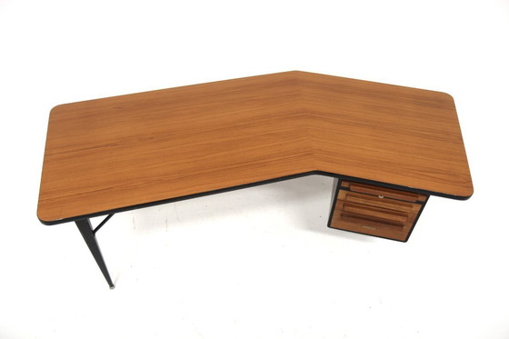 Image 1 of Scrivania scandinava in teak, Lindqvist Stålmöbler, Motala, Svezia, 1950