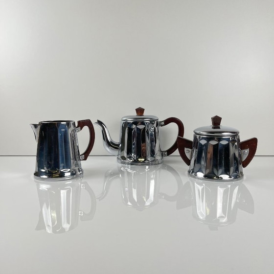 Image 1 of Set da caffè vintage in metallo cromato e bachelite, anni '40/'50