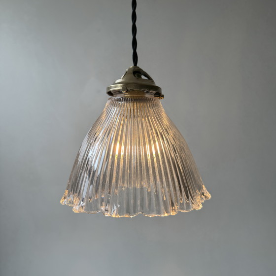 Image 1 of Paar vintage prismatische glazen hanglampen