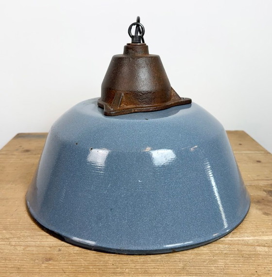 Image 1 of Industriële hanglamp van grijs emaille en gietijzer, jaren 60