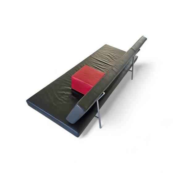 Martin Visser BR 02.7 / Slaapbank / 't Spectrum / Jaren 80 / Zwart leer / Rood kussen – Slaapbanken, Leather (photo 8 of 13)