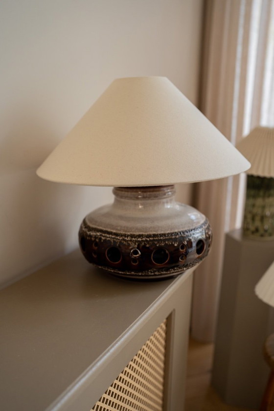 Image 1 of Retro brown table lamp with beige shade