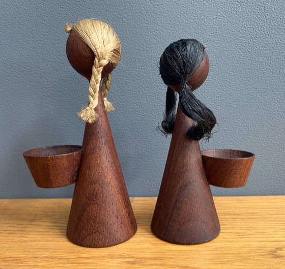 Image 1 of 2 statuette in teak di peperone e sale da tavola 1960