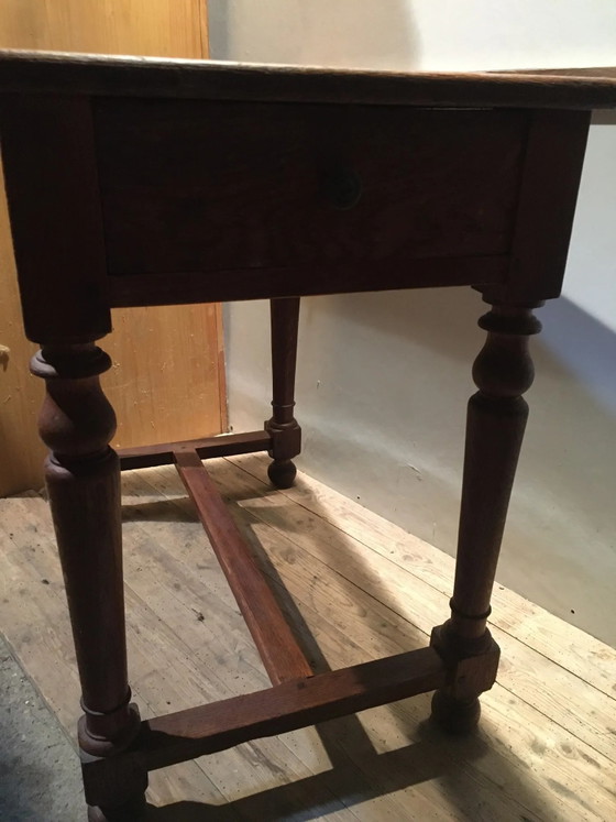 Escritorio rústico de roble con cajón – Mesas auxiliares, Rustic (photo 5 of 10)