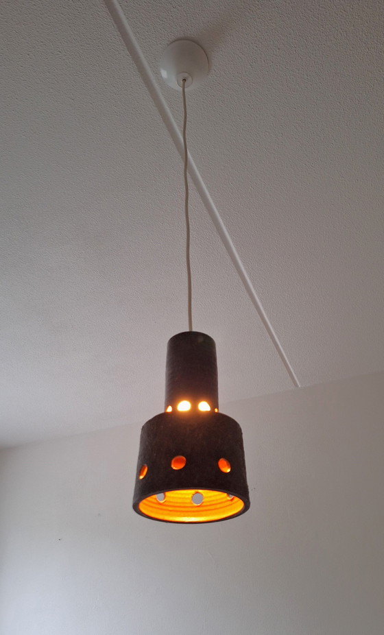 Image 1 of Hanglamp, Keramiek, Bestaande Uit 2 Delen, Kelk En Stam, Vintage