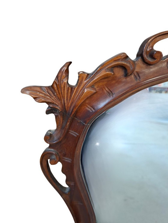 Image 1 of Originaler antiker Spiegel aus dem Jahr 1870 aus massivem Walnussholz im Rokoko-Stil