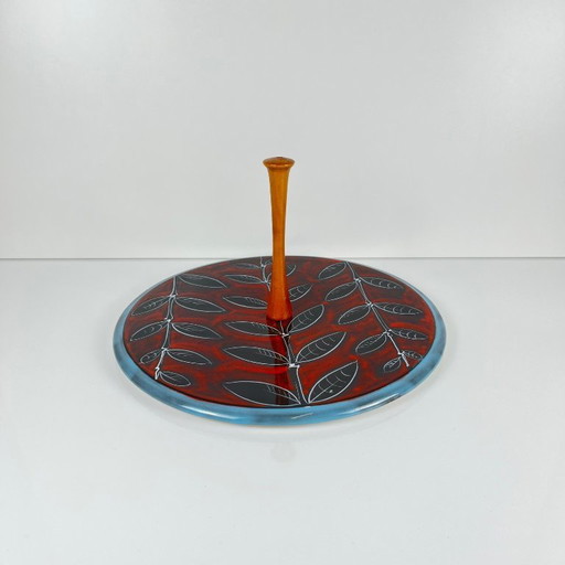 Vassoio in ceramica italiana con manico, 1960