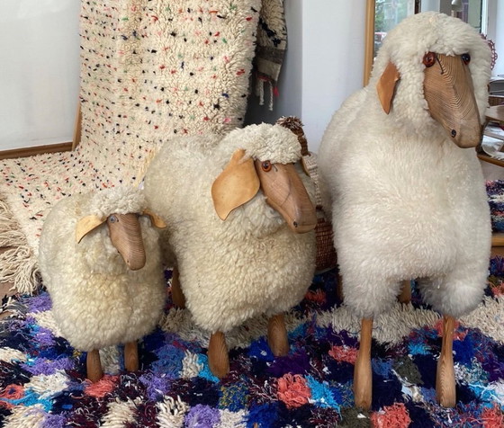 Image 1 of 3x sgabello vintage a forma di pecora Hanns Peter Krafft