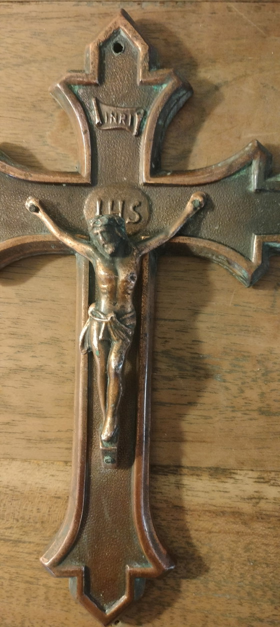 Image 1 of Small copper crucifix from 1930-1950