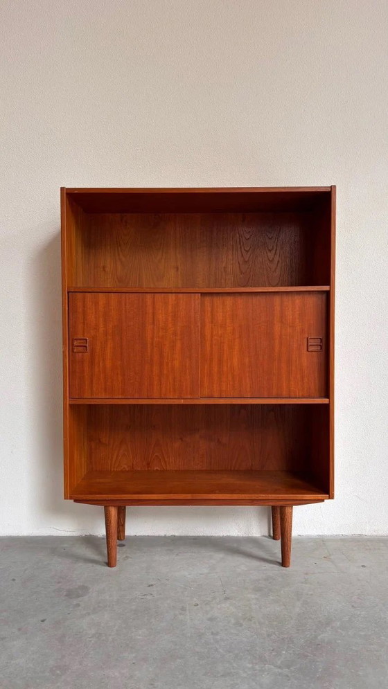 Image 1 of Vintage bookcase sliding doors teak