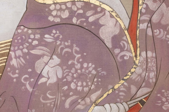 Image 1 of Toile Peinte Représentant un Personnage de Style Asiatique. Contemporain.