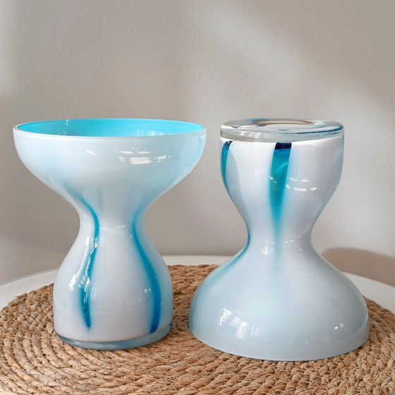 Image 1 of Hand-blown studio glass vases | Set of 2 | Czechoslovakia |