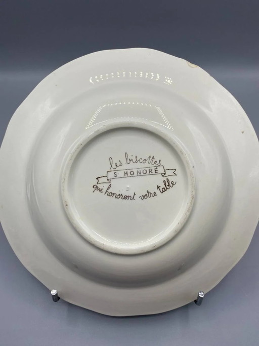 Vintage Advertising Deep Plate Saint-Honoré Biscottes Floral Decor – decoratieve objecten (photo 2 of 2)