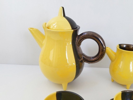 Vintage Vallauris Keramik-Kaffeeservice aus den 1950er Jahren von Luc Auguste Lucchesi, zweifarbig