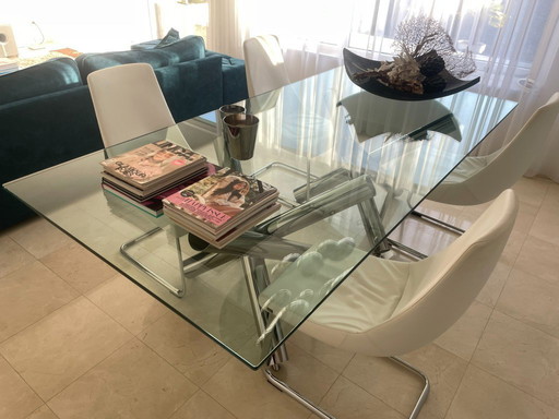 Minotti Van Dyck '04 240 x 120 clear glass chrome (Rodolfo Dordoni)