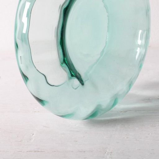 Vintage Teal Blown Glass Ashtray, Mid-Century Italian Ashtray / 1970s