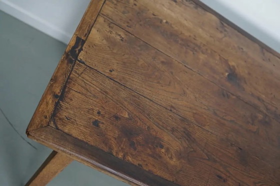Image 1 of Mesa de comedor rústica francesa de madera de olmo, siglo XX