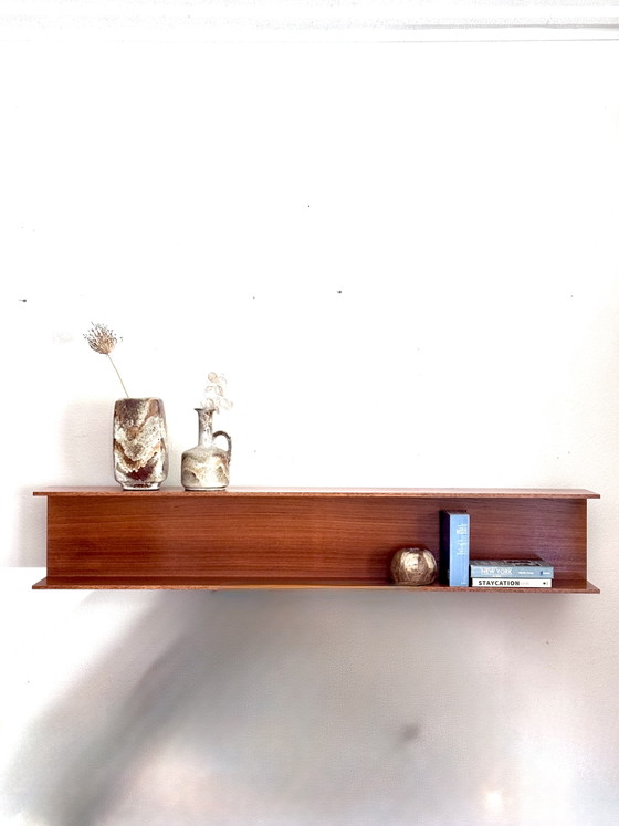 Vintage wall shelf Walter Wirz Wilhelm Renz 1960s, Shelving unit, Wood, Brown (photo 2 of 13)