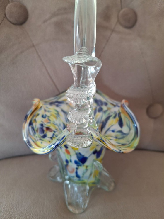 Image 1 of Glazen mand in Murano-stijl – vintage kunstglas, mondgeblazen, kleurrijk