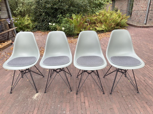 4 x Vitra DSR Sage Green – kuipstoelen, Plastic, Metal