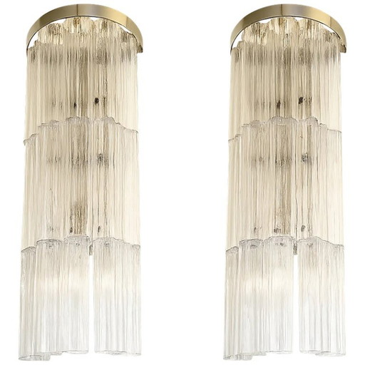 Paar moderne transparente „Tronchi“-Wandleuchten