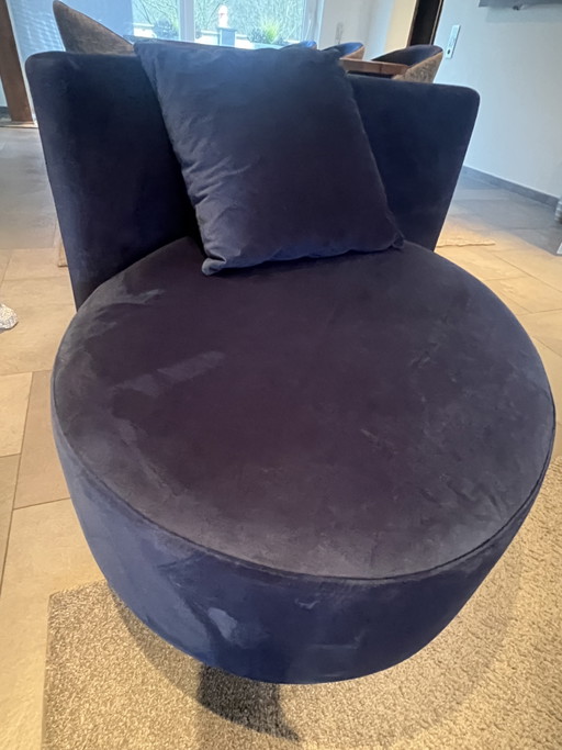 Papadatos tweezitsbank Petit Fleur draaibare fauteuil in koningsblauw – Other