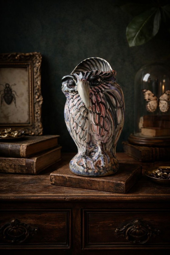 Image 1 of Vase vintage en céramique en forme de hibou grotesque, Espagne, années 1970