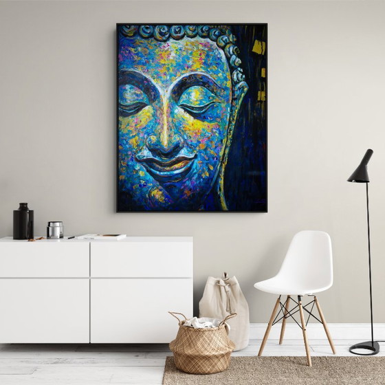 Image 1 of Unique hand-painted Buddha painting “Ocean of Calm” – Seksak Jaichumchen – 100×120 cm
