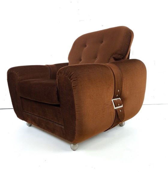 3 poltrone reclinabili vintage in velluto a coste marrone, anni '70 – Textile (photo 5 of 10)