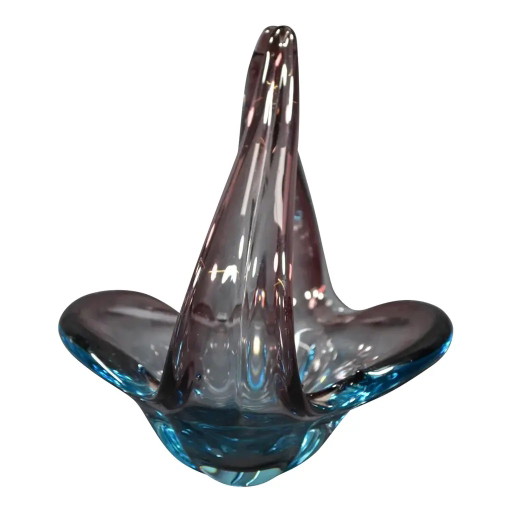 Murano zugeschriebene blau-violette Glasschale aus den 1970er Jahren