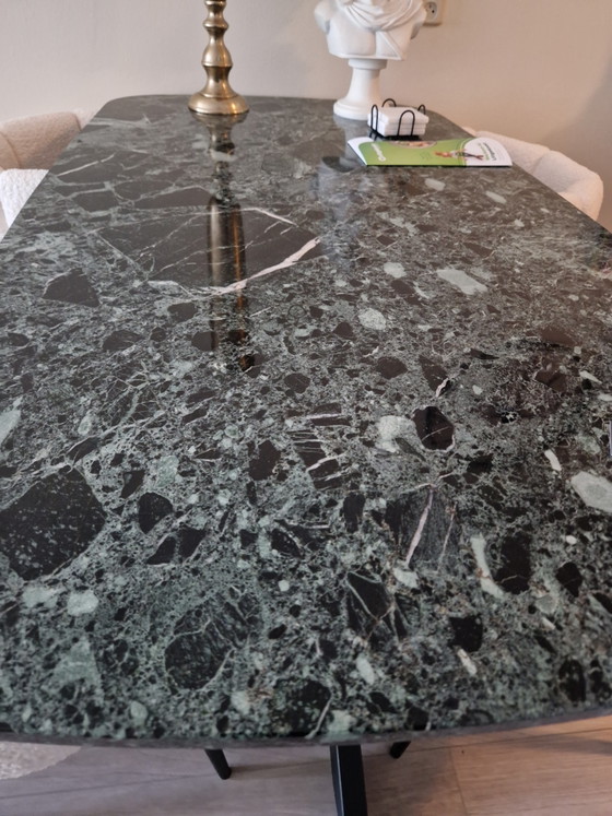 Image 1 of Italian Verde Alpi marble dining table