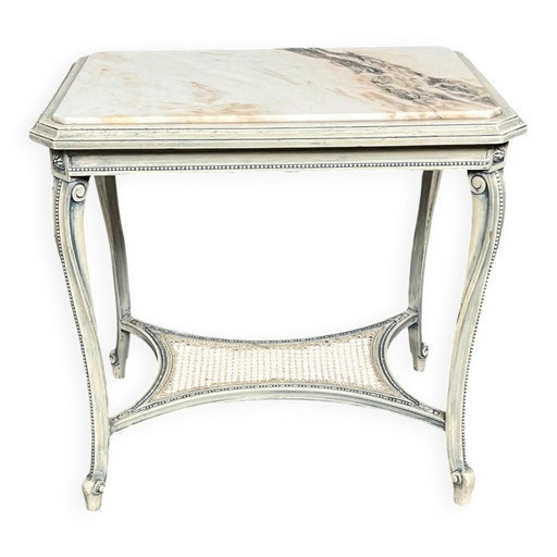 Mesa de té estilo Luis XV. Tablero de mármol. – bijzettafels, Marble