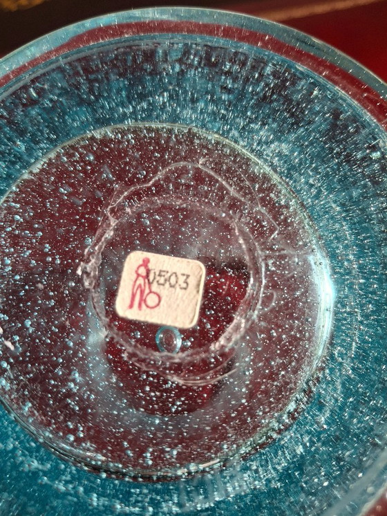 Image 1 of Snoeppot voor verdienstelijke kinderen in gebubbeld glas uit Biot, bekend als apothekerspot, met deksel