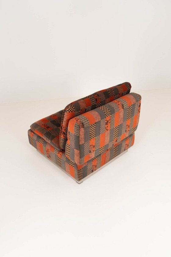 Image 1 of Giovanni Offredi pour Saporiti - Ensemble canapé modulaire en velours avec table basse, Italie 1970