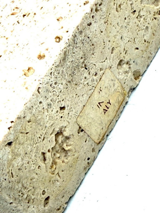 Image 1 of Enzo Mari, brutalistische travertijnen kandelaar, Fratelli Mannelli Italië 1970