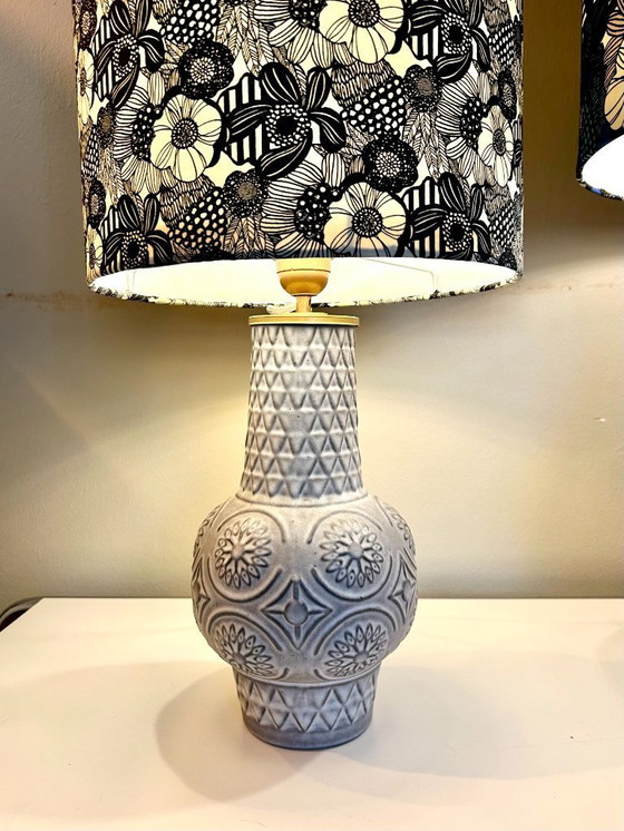 Image 1 of  2er Set brutalistische Keramik Vasenlampen, Bodo Mans für Bay Keramik, West Germany, 1960er