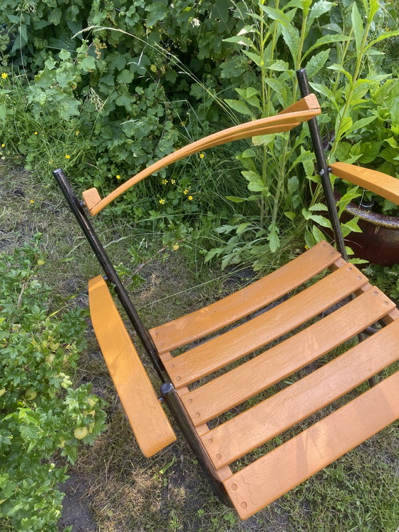 Image 1 of 4x Vintage Folding Chair + Table GDR Seating Set Germany Rare