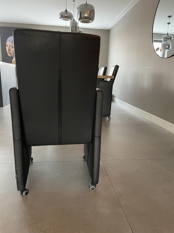 Image 1 of 10 x Framati black leather dining chairs Framati