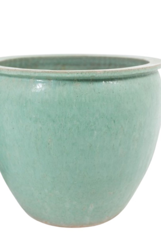 Image 1 of Pair of large glazed terra cotta planters. 1950s.